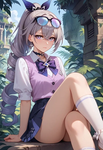 star rail,silver wolf,spring,student uniform,vest  - AI generated anime art